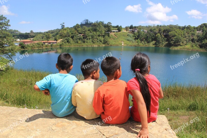 Children Guatemala Mexico Lake Laguna