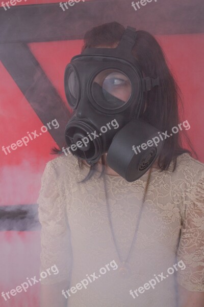 Gas Mask Girl Dress Smoke Woman