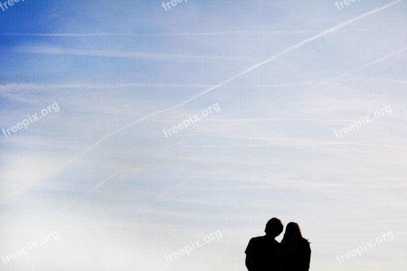 Sky Pair Couple Blue Human