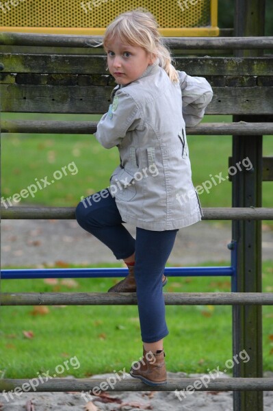 People Child Girl Climbing Children's Playground