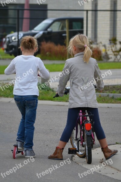 Children Girls Bicycle People Free Photos