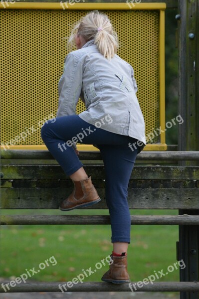 People Child Girl Climbing Children's Playground