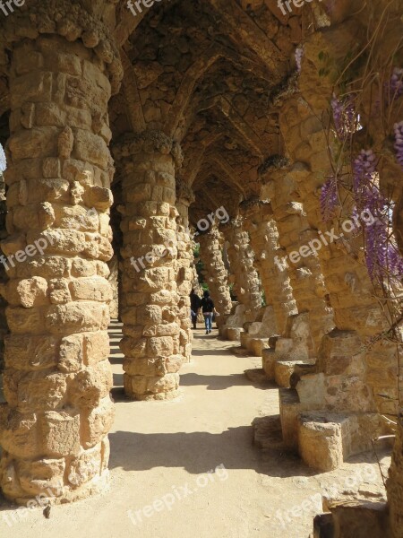 Gaudi Barcelona Columns Spain Art