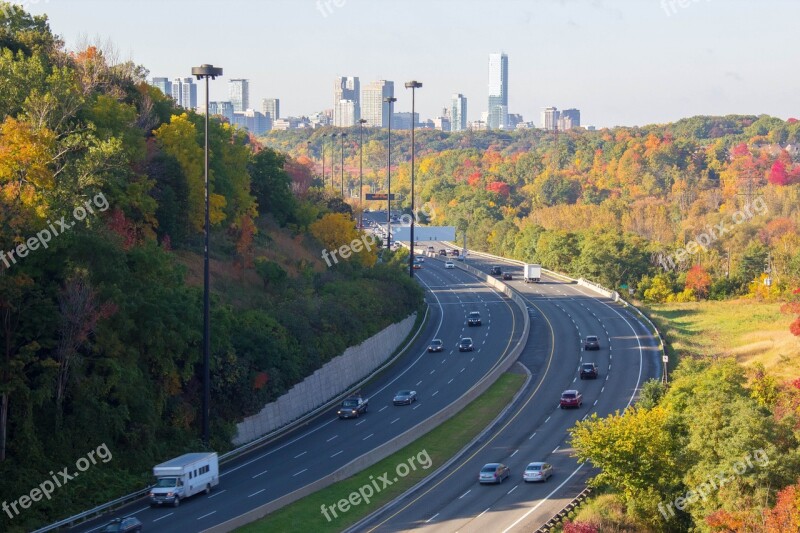 Motorway Street Toronto Fall Autumn