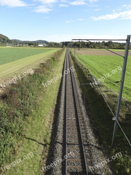 Railway Line Gleise Track Bed Pebble Bed Road Management