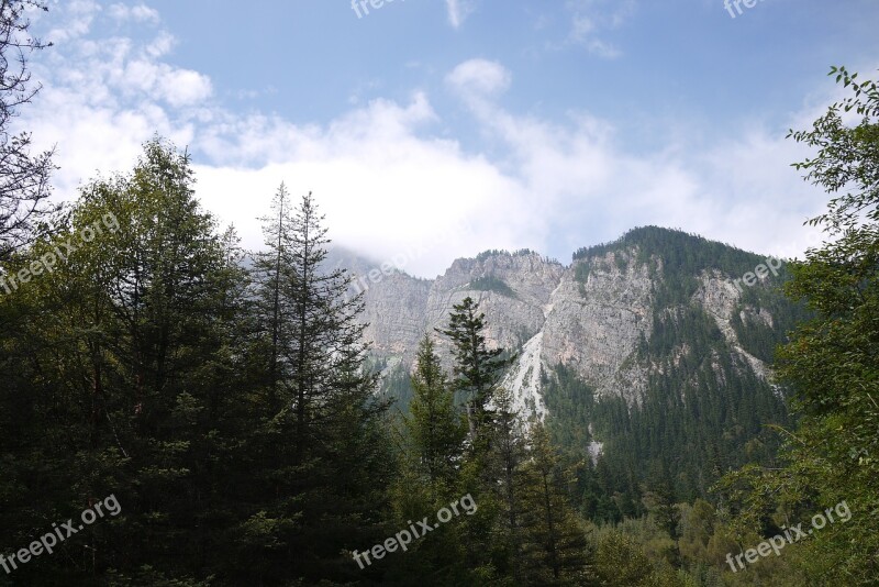 Jiuzhaigou Mountain Distant Hills The Scenery The Clouds