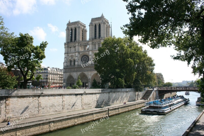 Notre Dame Paris Seine River Boat Free Photos