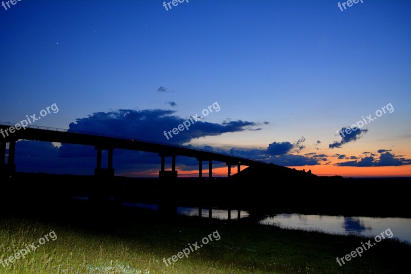 Bridge Sunset Water In The Evening Shadow