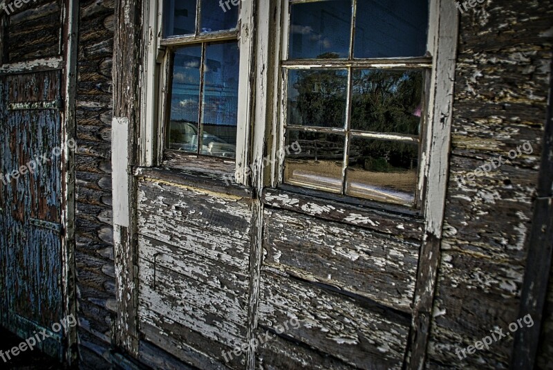 Window Tattered Peeling Paintwork Rustic