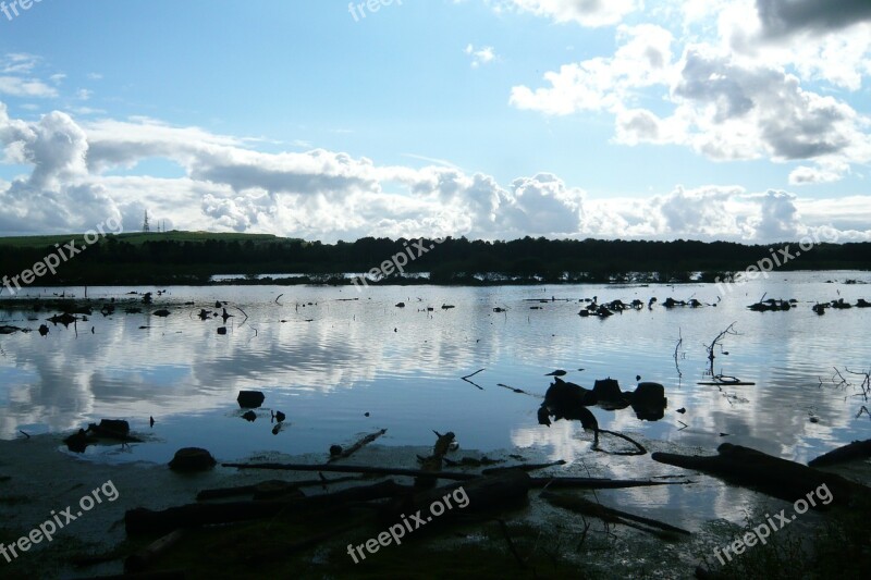 Lake Reflection Sky Clouds Water