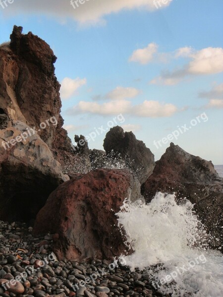 Rocks Sea Sicily Aeolian Islands Salina