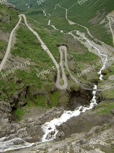 Road Winding Steep Scenic Snow