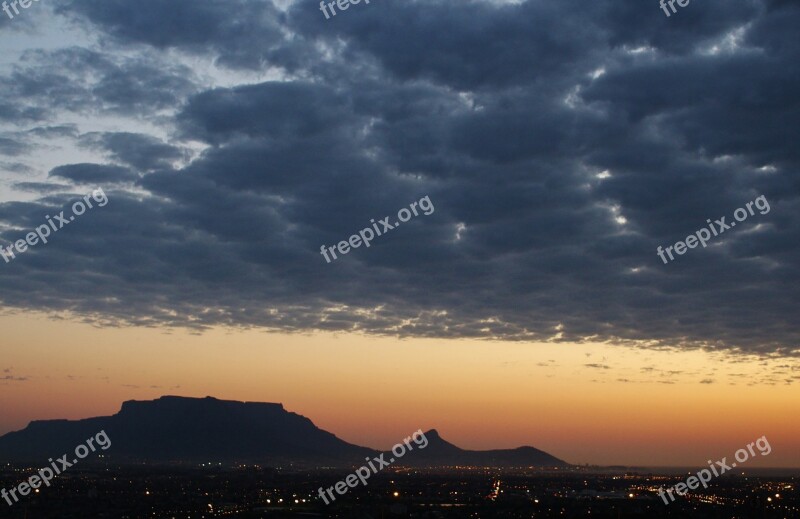 South Africa Table Mountain Sunset Sky Free Photos