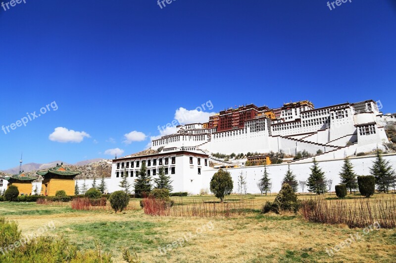 The Potala Palace Lhasa Tibet Blue Sky The Majestic