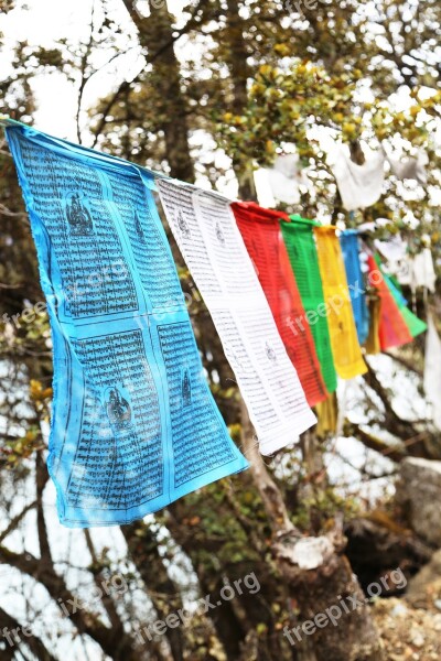 Prayer Flags Tibet Basong Lake Color