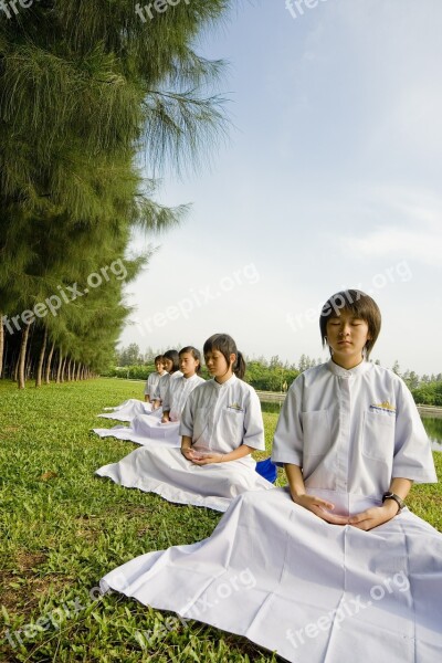 Girls Thailand Children School Buddhists