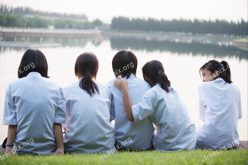 Children Girls Friends Thailand Asia