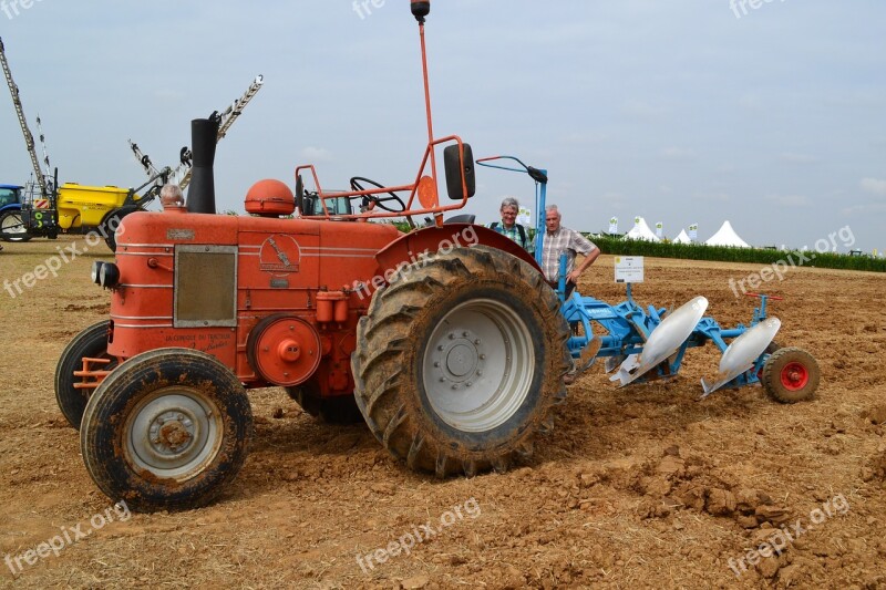 Tractor Old Agriculture Work Red