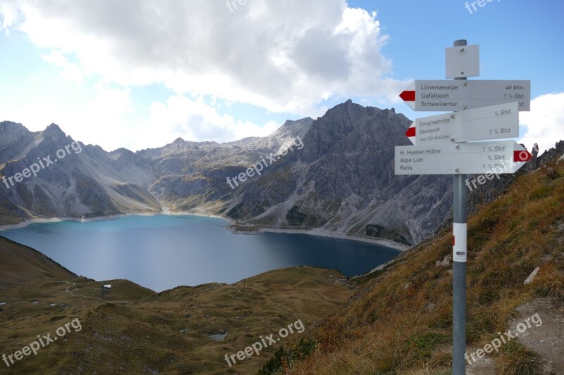 Reservoir Dam Lüner Lake Mountains View