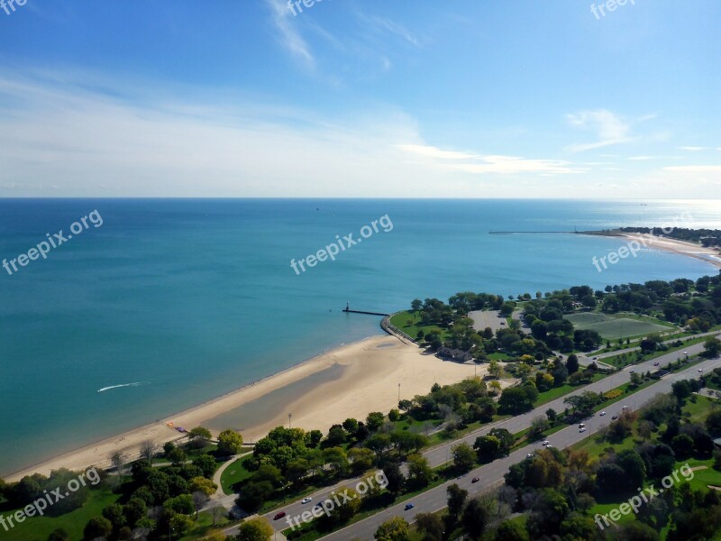 Lake Shore Lake Lake Michigan Chicago Skyline Free Photos