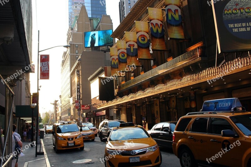 Taxi Times Square New York City City Theatre