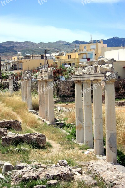 Columns Greece Ancient Ruins Greek