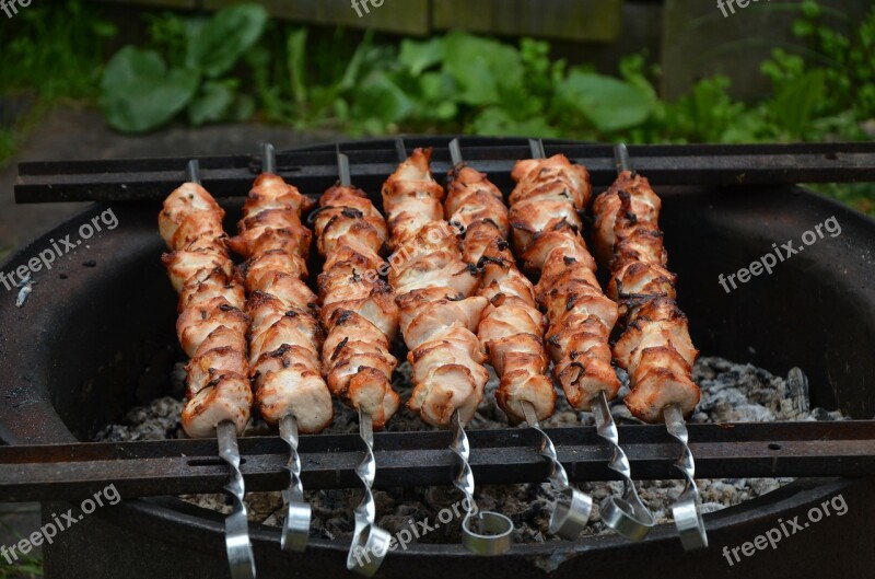 Meat Shish Kebab Skewers Mangal Free Photos