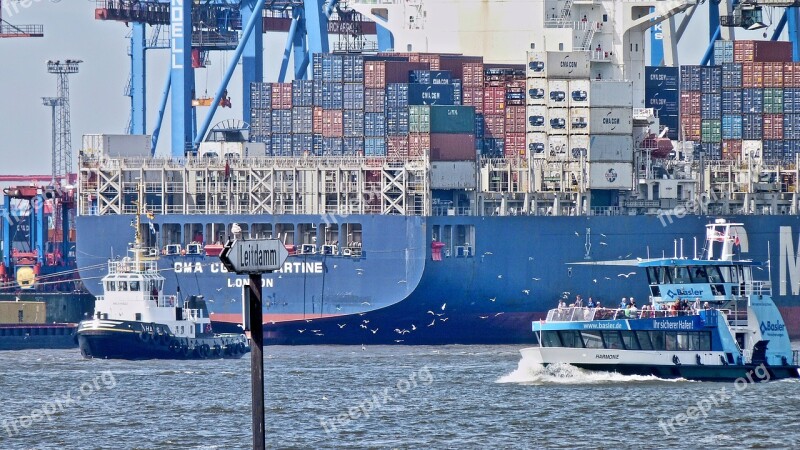 Container Ship Port Hamburg Elbe Container