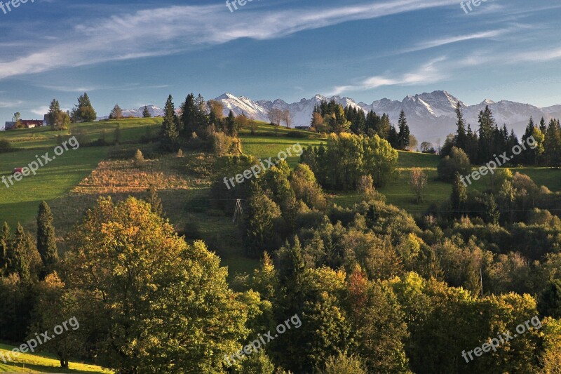 Landscape Morning Morning Sun Shadows Mountains