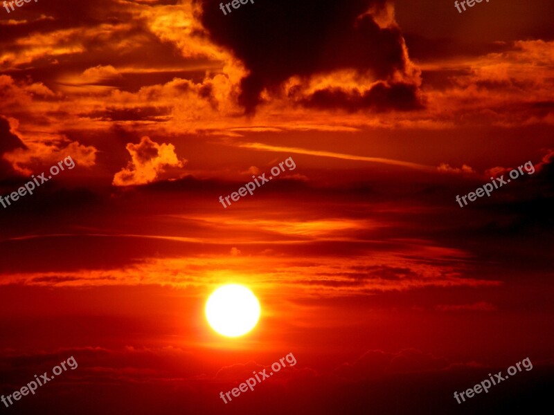 Sunset Sky Sun Cloud Twilight