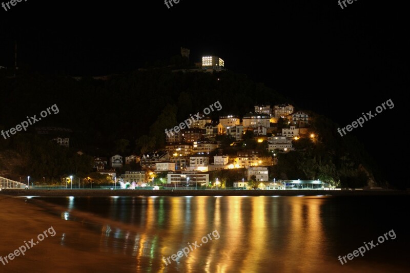 Monte Igeldo San Sebastian Night Landscape Highlights Free Photos