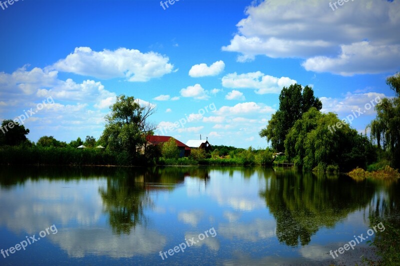 Lake Willow Cloud Blue Mirror