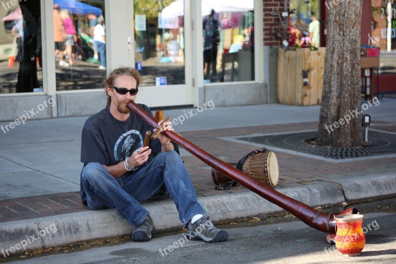 Didgeridoo Street Music Man People Australian