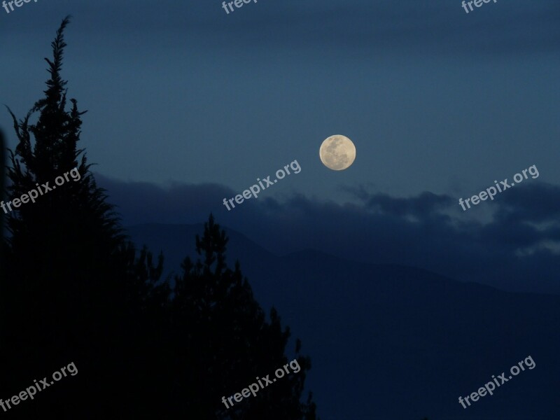 Moon Nature Landscape Sunset Mountains