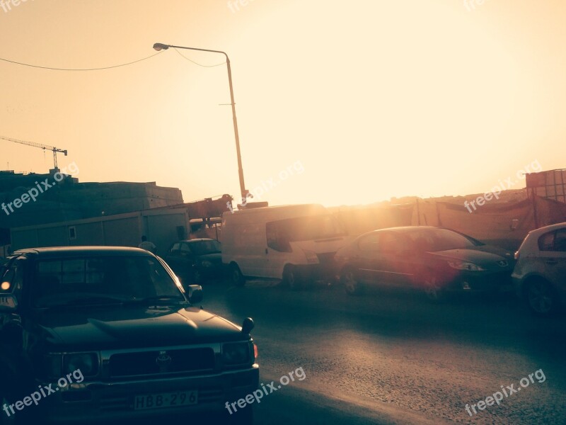 Car Sunset Malta Street Light