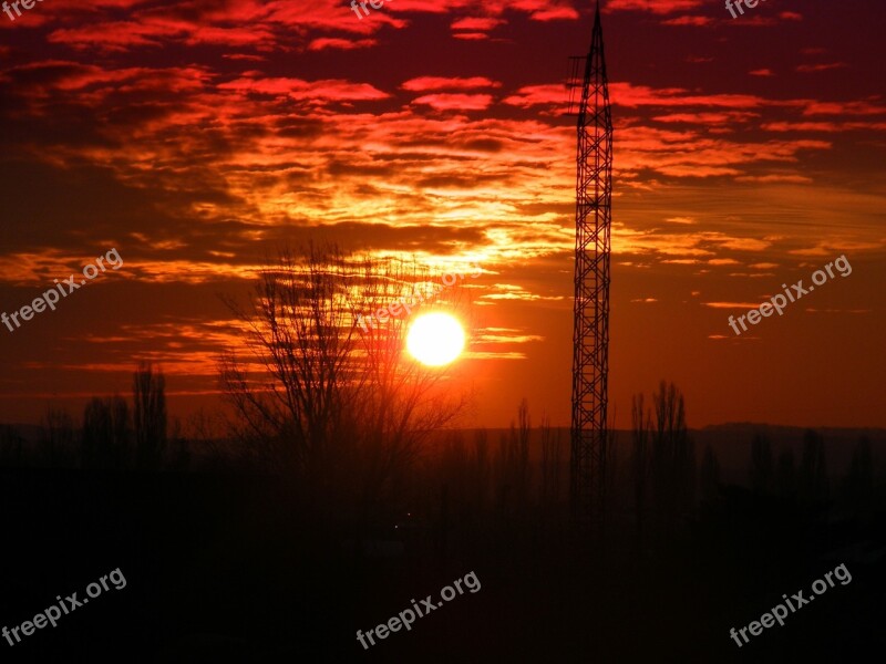 Sunset Sky Sun Cloud Twilight