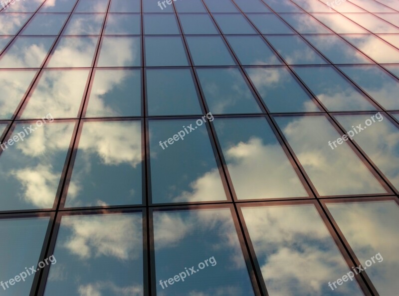 Facade Clouds Mirroring Architecture Sky