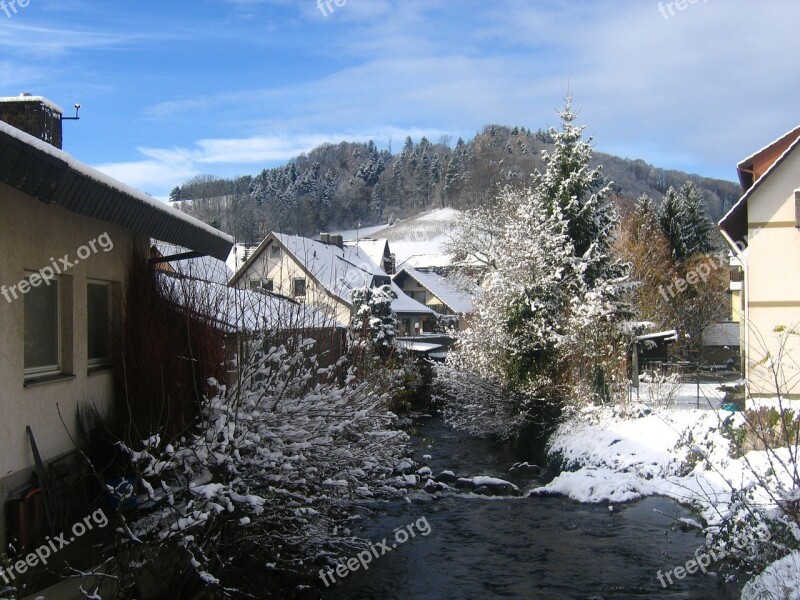 Torrent Bach Glottertal Winter Snow