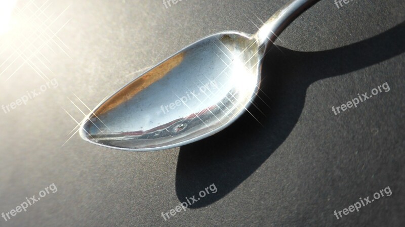 Silver Spoon Spoon Shiny Silver Reflect