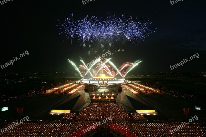 Dhammakaya Pagoda Fireworks Celebration Temple Buddhism