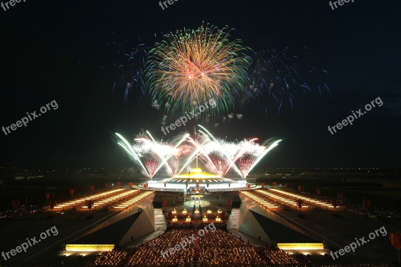 Fireworks Dhammakaya Pagoda Temple Buddhism Thailand