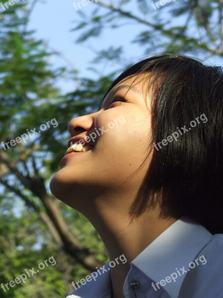 School Girl Thai Asian Laughing Happy