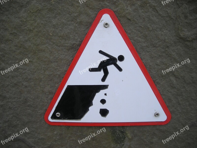 Cliff Sign Danger Slip Free Photos