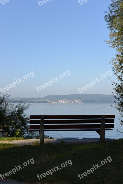 Bank Resting Place Lake Constance View Lake View