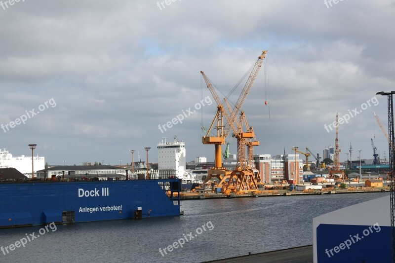 Port Bremen Bremerhafen Cranes Port Facility