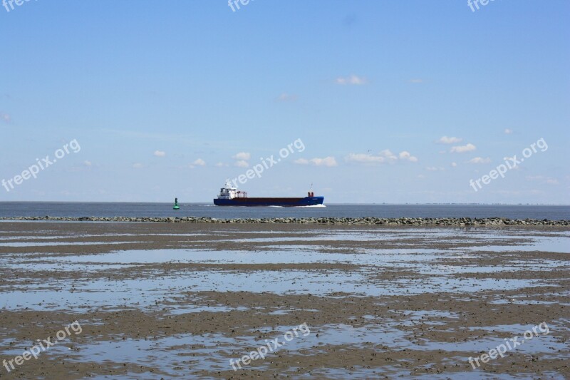 Ship Freighter Beach Ebb Watts