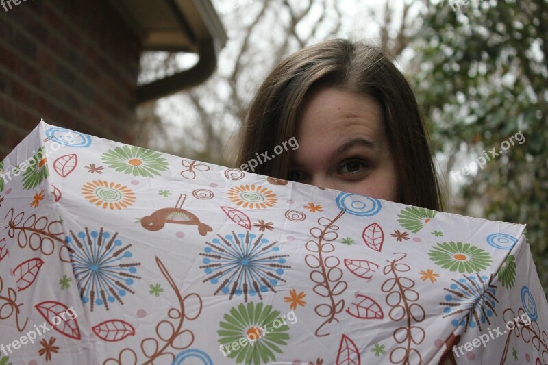 Peeking Umbrella Girl Cute Peek