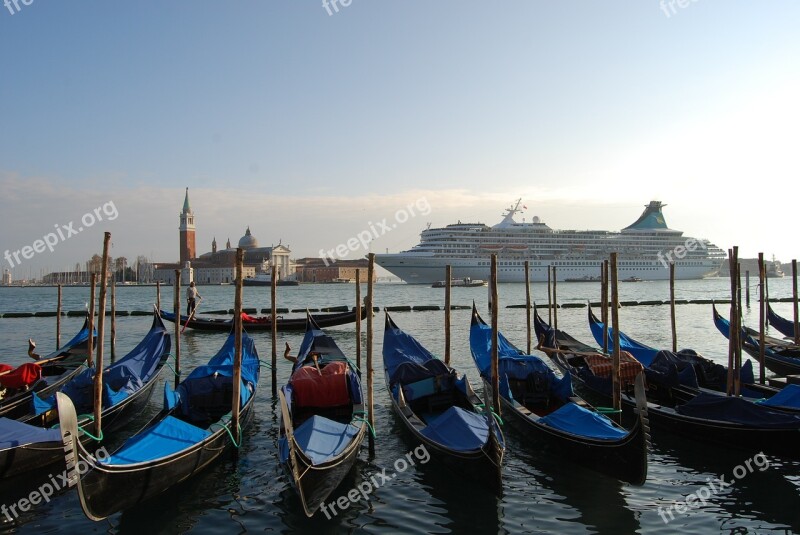 Venice Italy Gondola Sea Ship