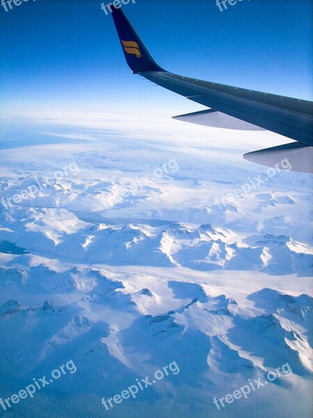 Plane Airplane Wing Ice Snow