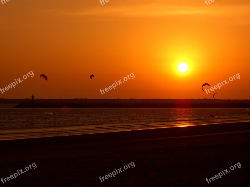 Sunset Beach Kites Free Photos